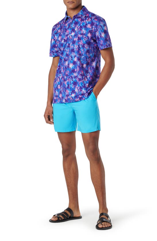 Shop Bugatchi Victor Ooohcotton® Palm Tree Print Polo In Orchid