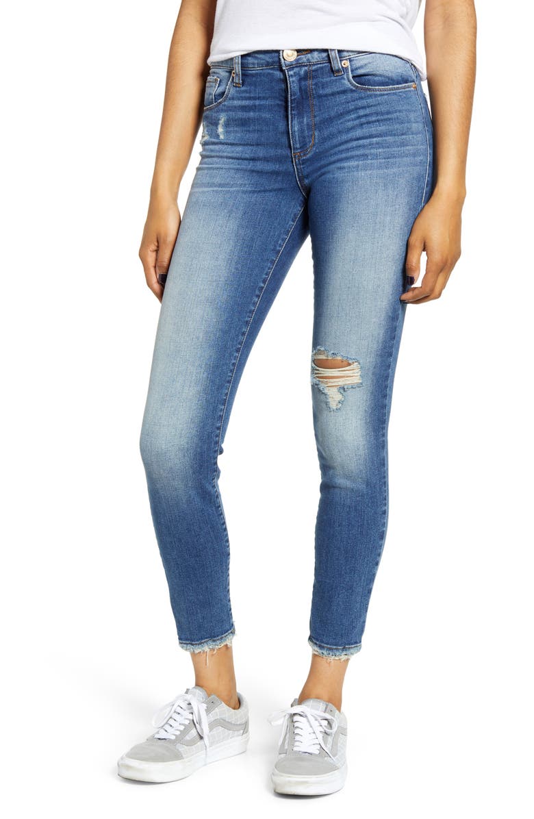Ellie Ripped High Waist Skinny Jeans, Main, color, BROTHERWOOD