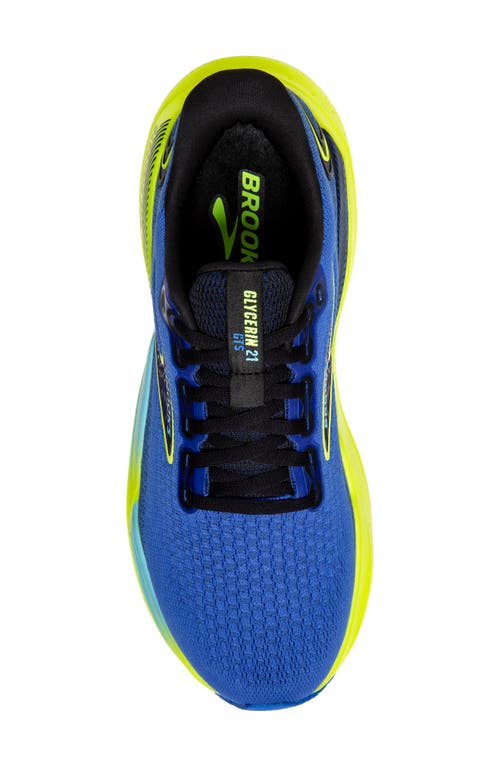 Shop Brooks Glycerin Gts 21 Running Shoe In Blue/nightlife/black