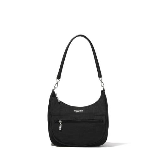 Baggallini Modern Pocket Half Moon Crossbody Shoulder Bag In Black