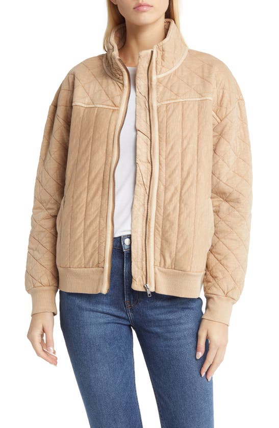 Lucky Brand Quilted Zip-up Jacket In Macchiato