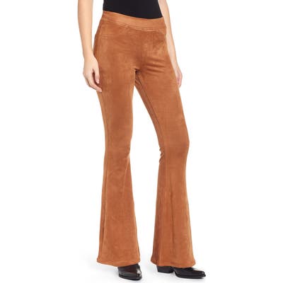 Love, Fire Faux Suede Flare Pants, Brown