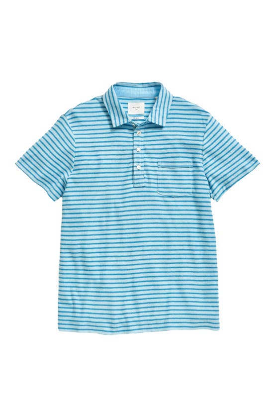 Billy Reid Reverse Stripe Hemp & Cotton Polo In Day Blue