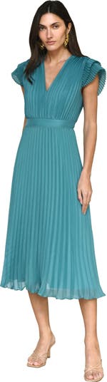 Buy HOUSE OF PAAVAY Wild Flower Pleated Georgette Midi Dress Colour -  Pastel Green, 3XL at