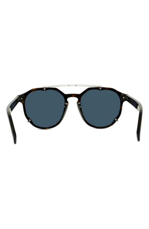 Shop Dior Blacksuit 56mm Round Sunglasses In Dark Havana/blue