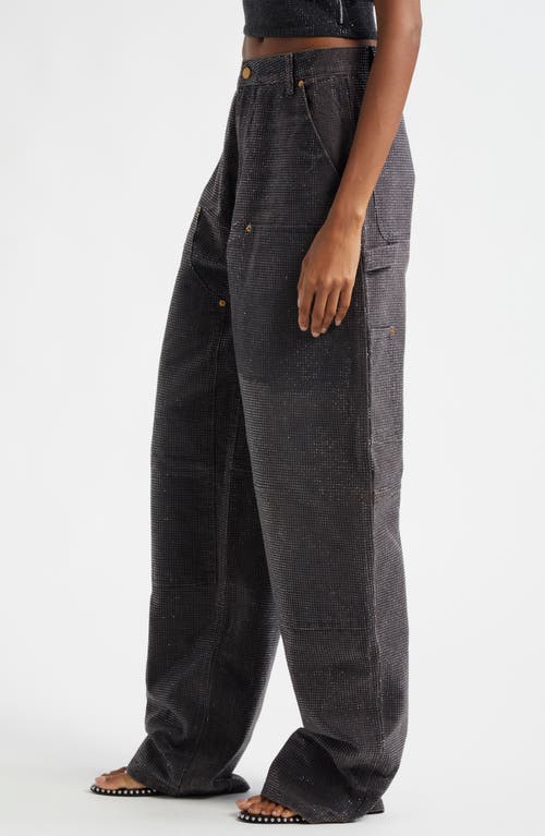 Alexander Wang Hotfix Crystal Wide Leg Carpenter Jeans In Saloon Bar