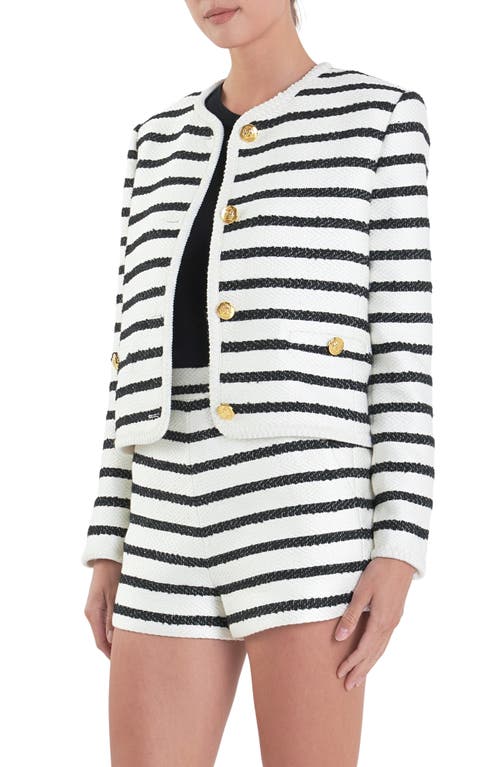 English Factory Stripe Tweed Jacket In Off White/black