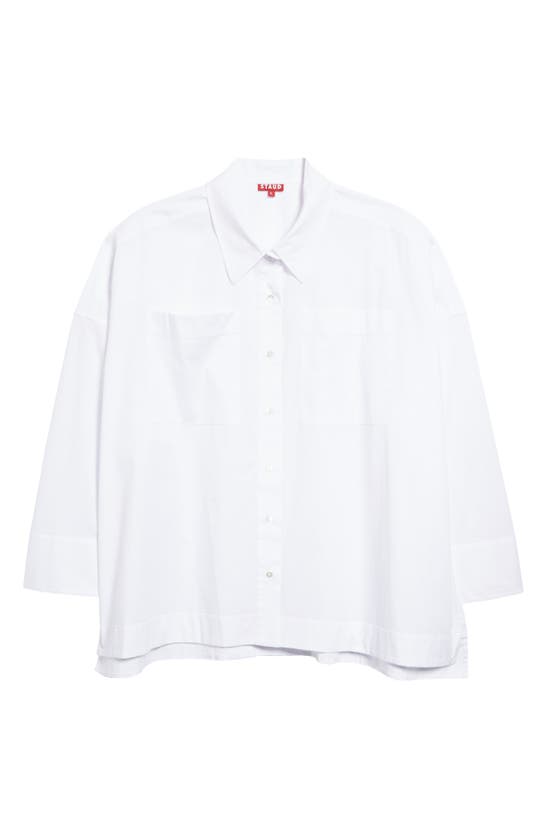 Staud Payton Oversize Stretch Cotton Shirt In White104dnu