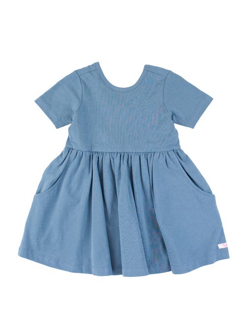 Shop Rufflebutts Baby Girls Knit Short Sleeve Twirl Dress In Countryside Blue