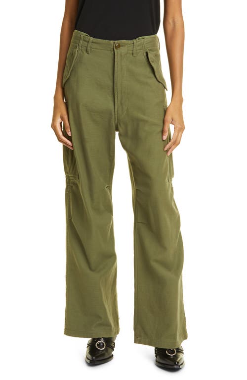 R13 Wide Leg Cotton Cargo Pants Olive at Nordstrom,