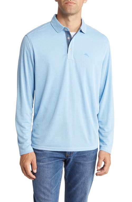 Tommy Bahama Paradise Cove Stripe Long Sleeve Polo in Chambray Blue