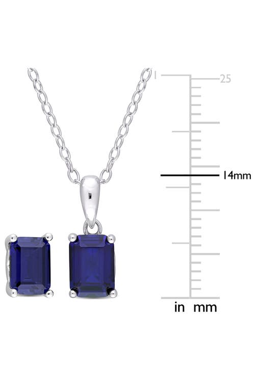 Delmar Emerald-cut Lab-grown Sapphire Stud Earrings & Pendant Necklace Set In Blue