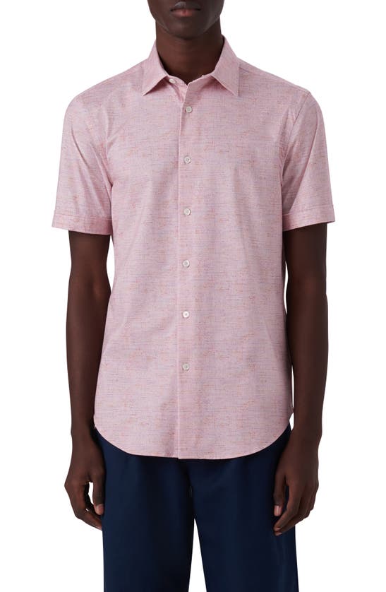 Bugatchi Ooohcotton® Short Sleeve Button-up Shirt In Pink