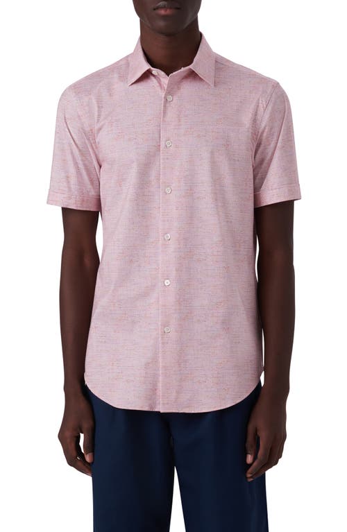 Bugatchi OoohCotton® Short Sleeve Button-Up Shirt in Pink