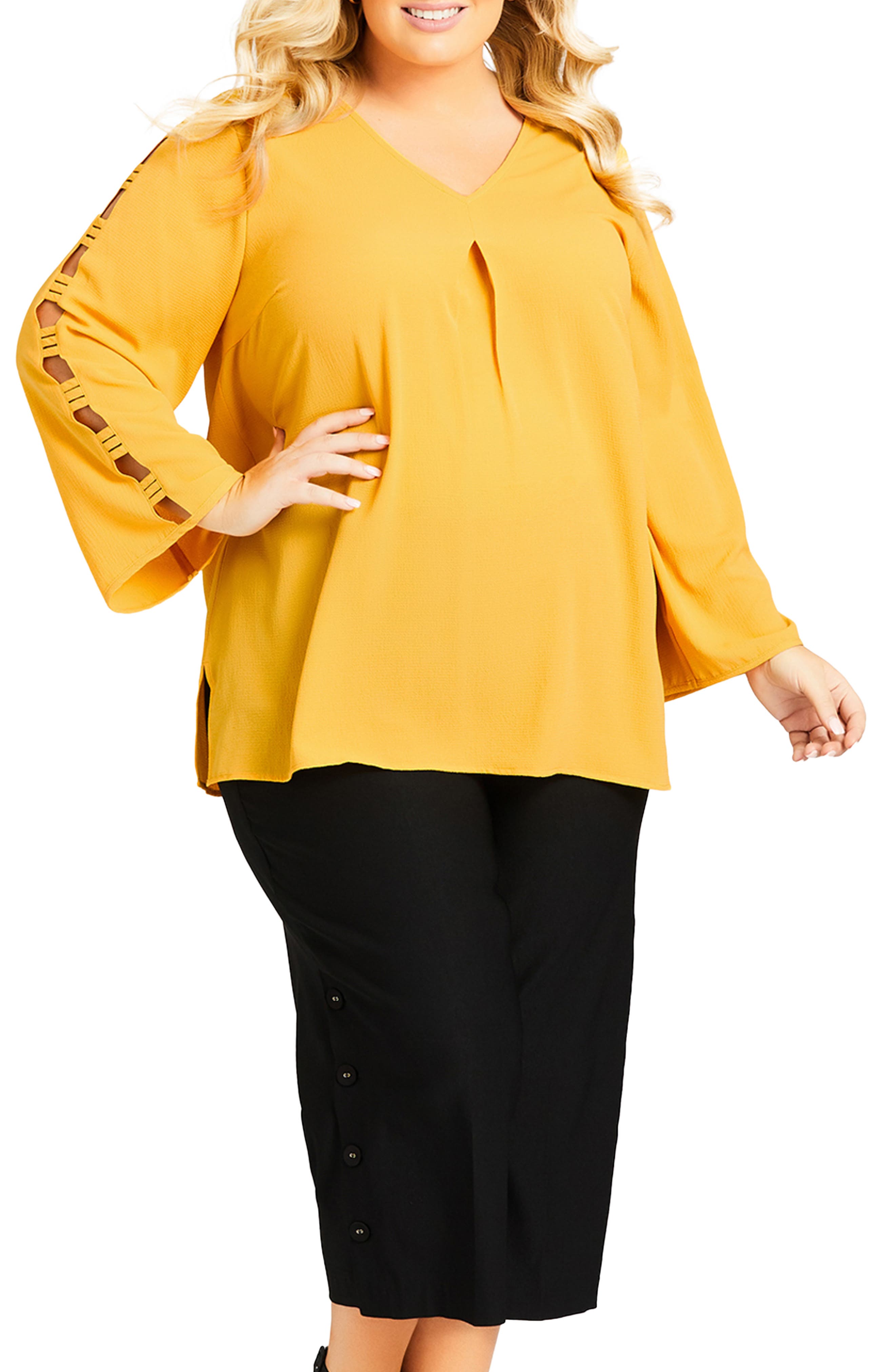 yellow plus size tops