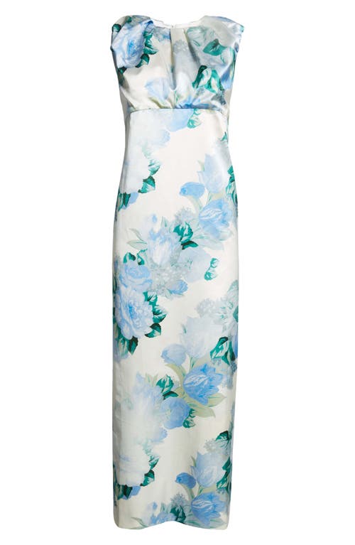 Meryll Rogge Floral Print Gathered Dress In Blue/grey Multi