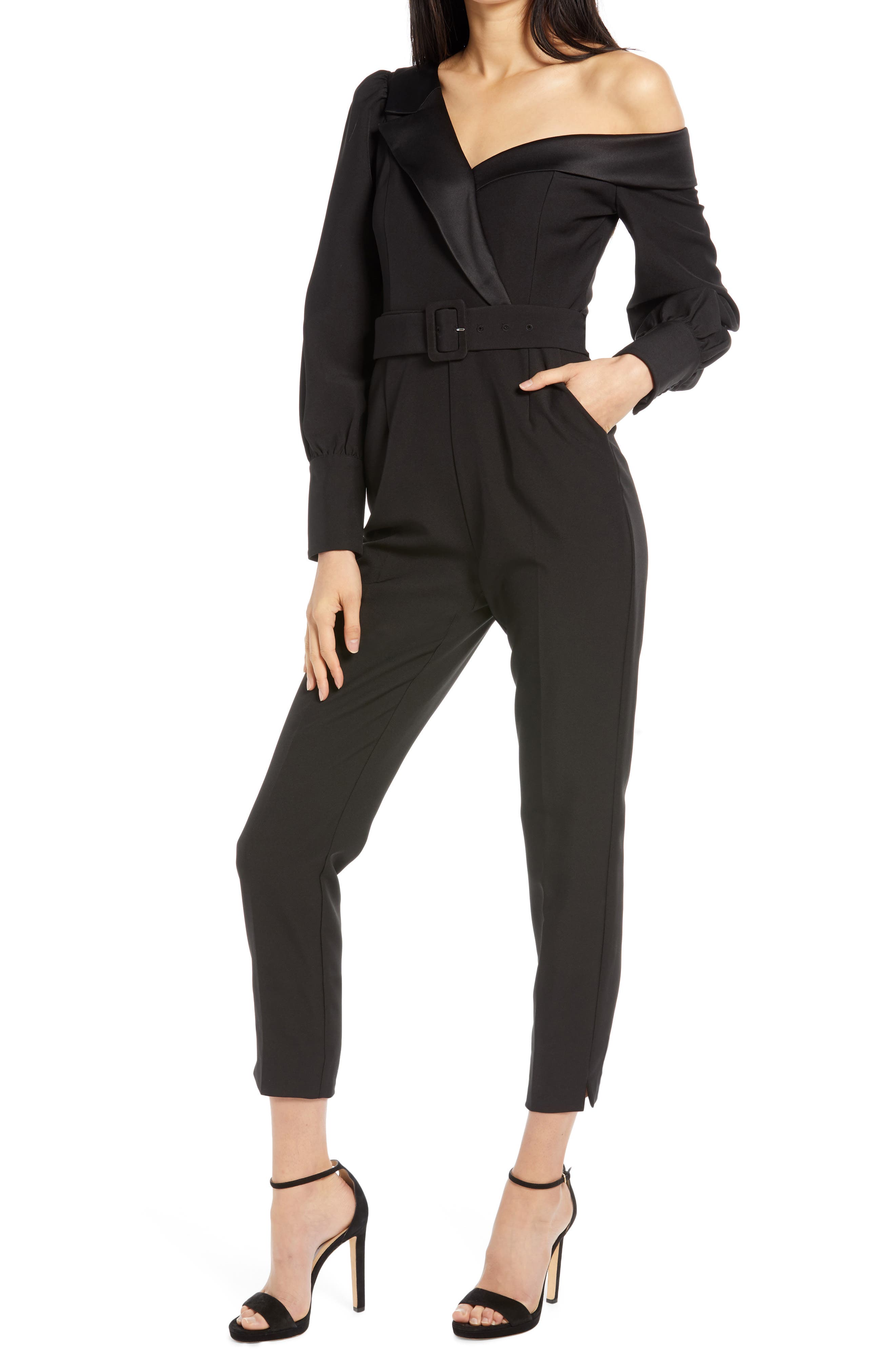 tailored off the shoulder jumpsuit lavish alice