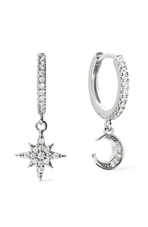 Ana Luisa Crescent Moon Huggie Hoops In Silver