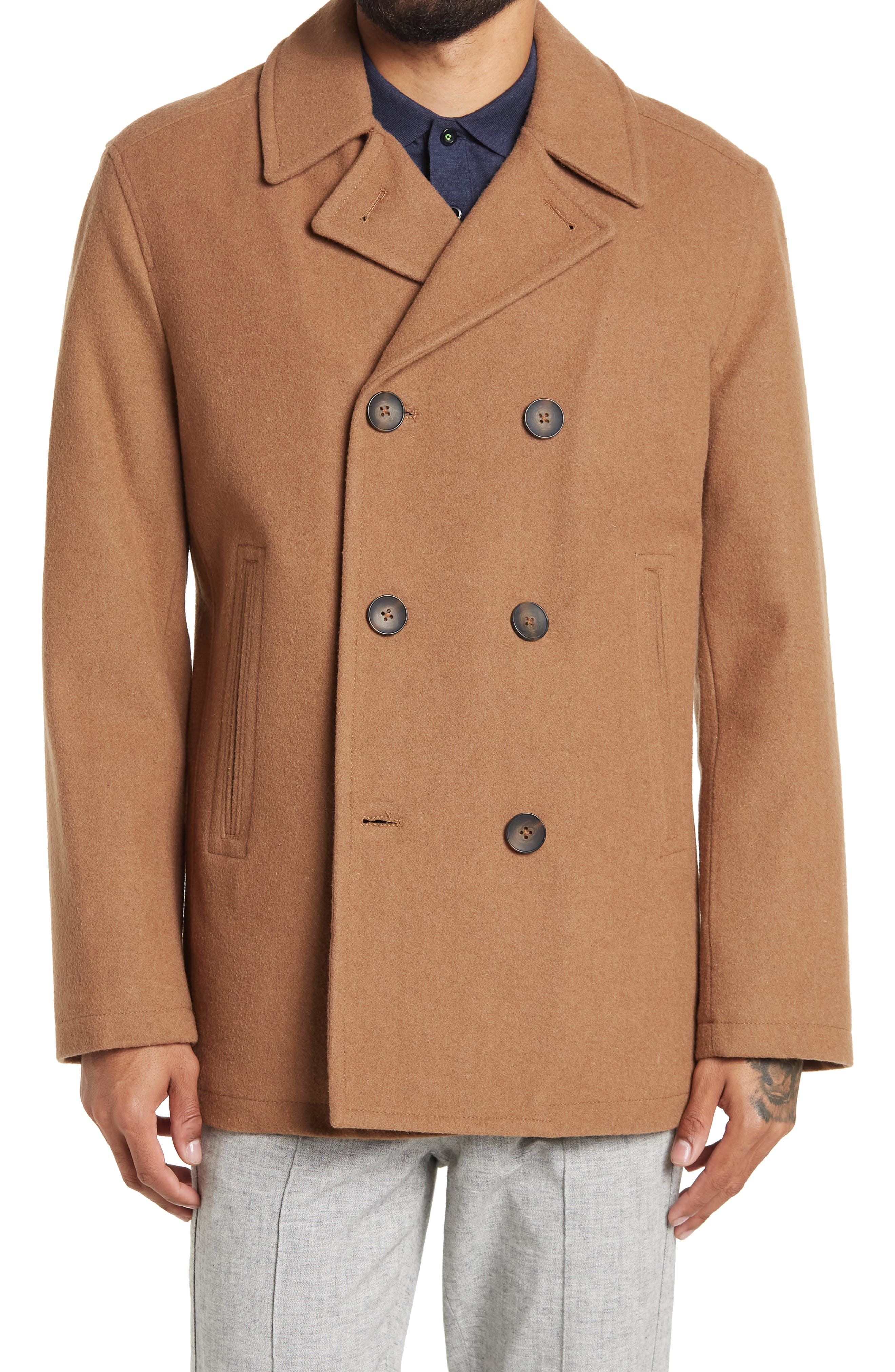 camel peacoat men