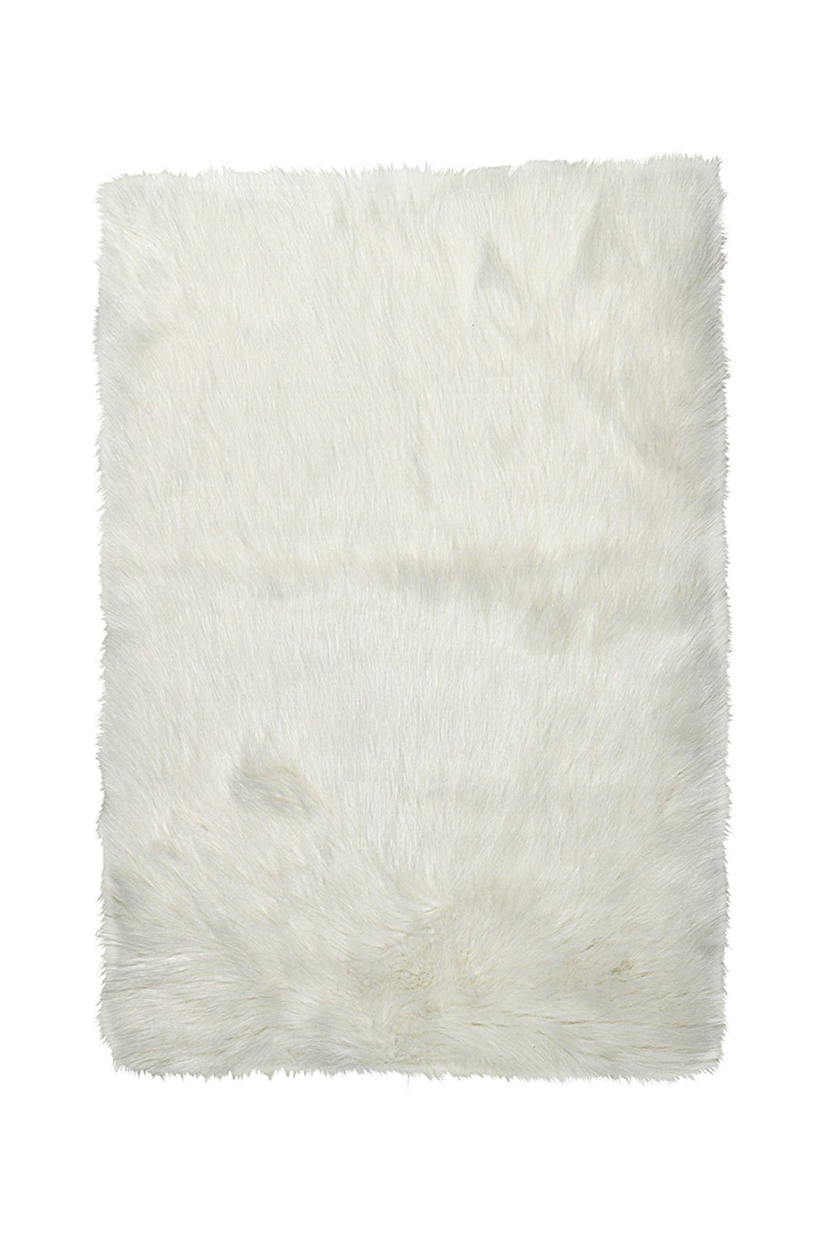 Luxe Hudson Faux Fur Area Rug Throw In, Faux Fur Area Rug White