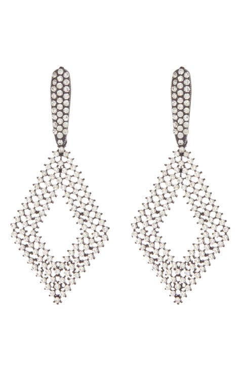 Pavé Crystal Geometric Drop Earrings