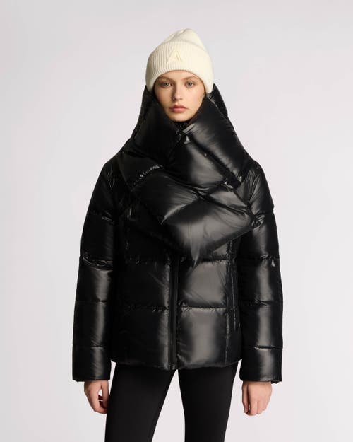 Shop Alpenhaus Winekka 2-in-1 Reversible Puffer With Oversized Removable Scarf In Black