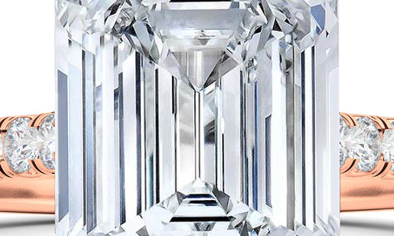Hautecarat Emerald Cut & Pavé Lab Created Diamond 18k Gold Ring In 18k Rose Gold