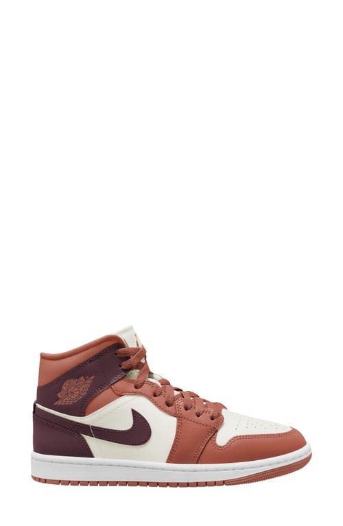 Jordan Air  1 Mid Sneaker In Dusty Peach/night Maroon