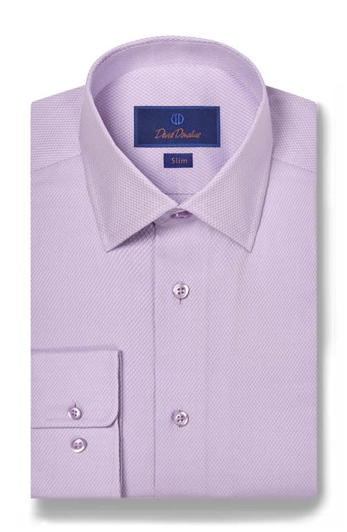 David Donahue Slim Fit Micro Dobby Cotton Dress Shirt Lilac at Nordstrom,