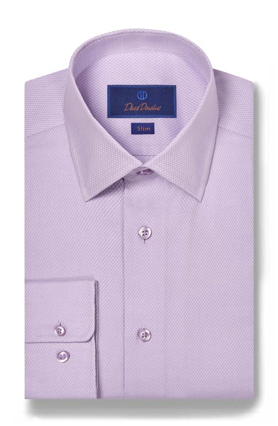 Shop David Donahue Slim Fit Micro Dobby Cotton Dress Shirt In Lilac