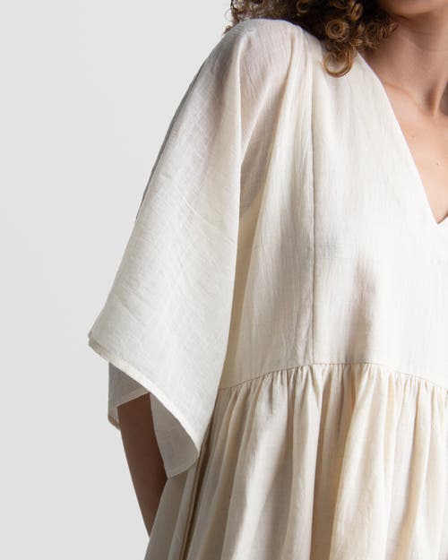 Shop World Of Crow Boxy Sleeve Summer Dress In Ivory