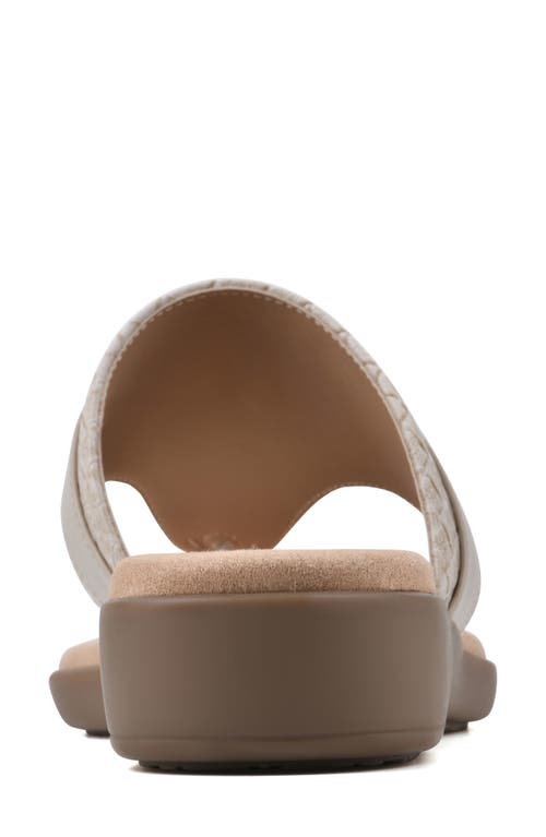 Shop Cliffs By White Mountain Benedict Wedge Thong Sandal In Taupe/woven