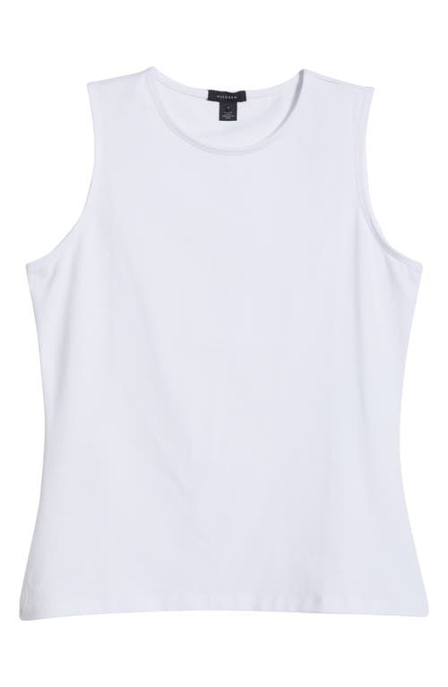 halogen(r) Sleeveless Stretch Cotton Knit Shell Top in Bright White