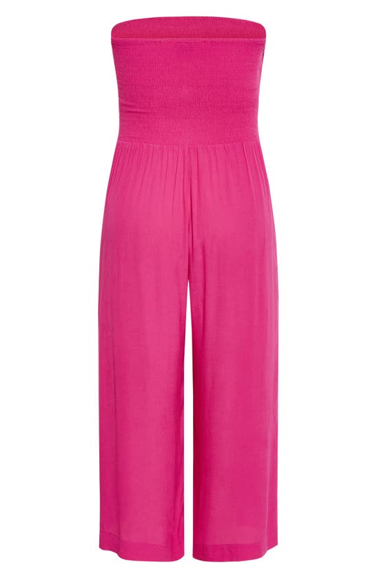 Shop City Chic Jez Tie Front Strapless Jumpsuit In Flamingo