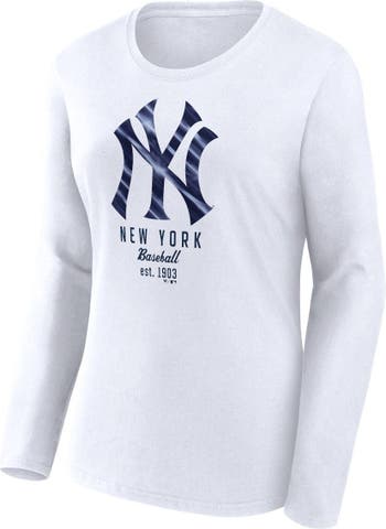 Women's Fanatics Branded White New York Yankees Lightweight Fitted Long Sleeve T-Shirt