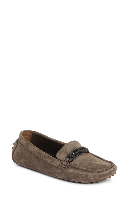 Shop Brunello Cucinelli Monili Strap Suede Driving Shoe In Dark Grey