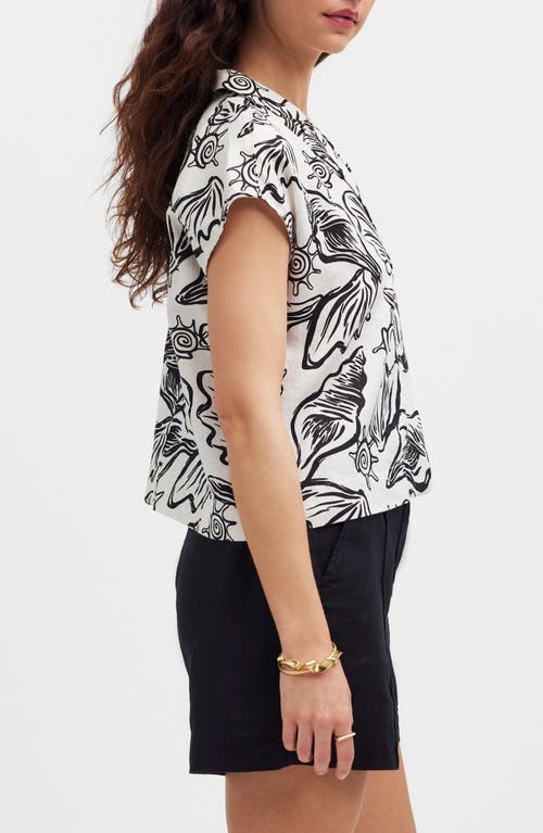 MADEWELL MADEWELL BOXY CAP SLEEVE LINEN BUTTON-UP SHIRT 