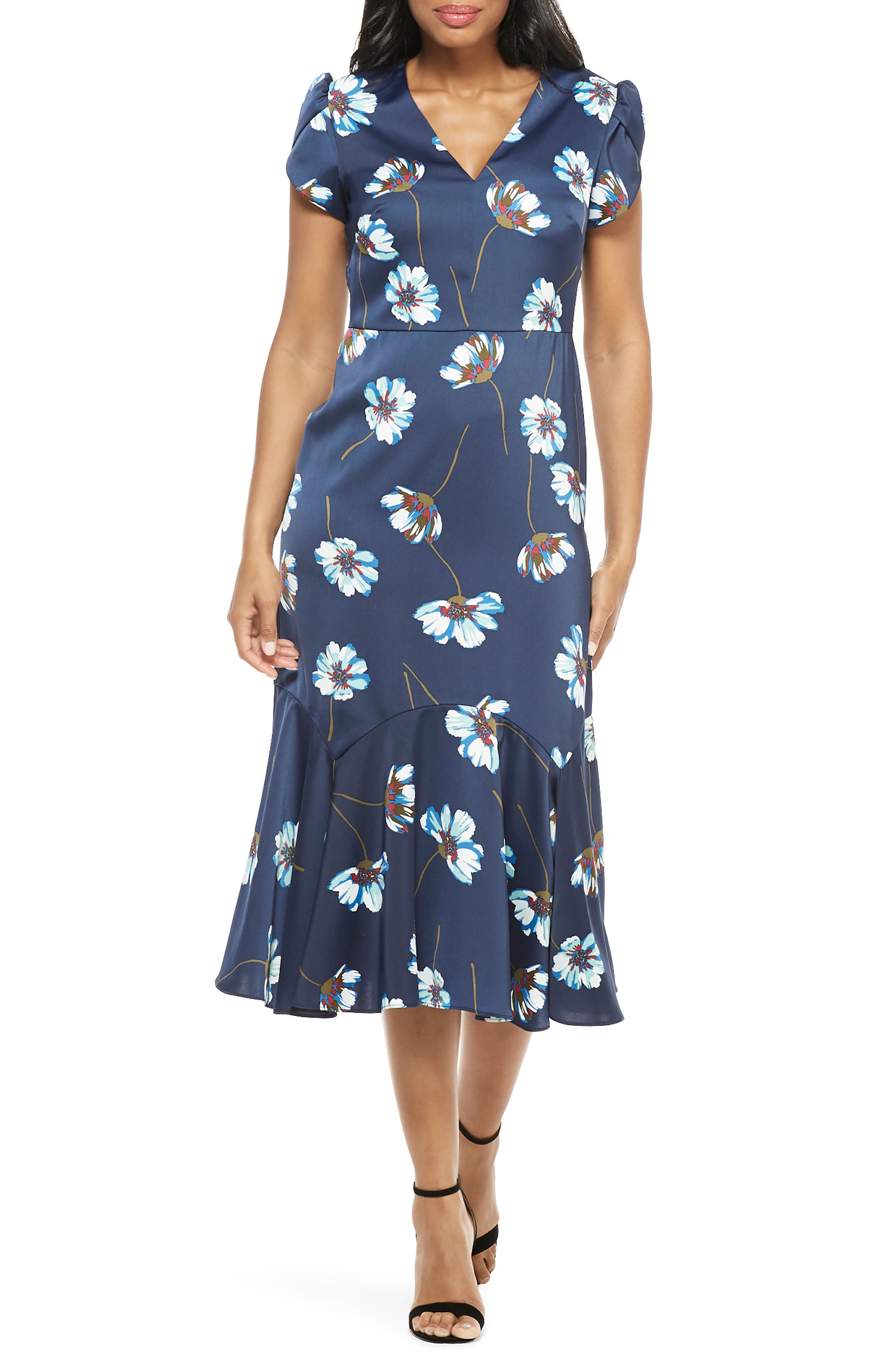 maggy london floral midi dress