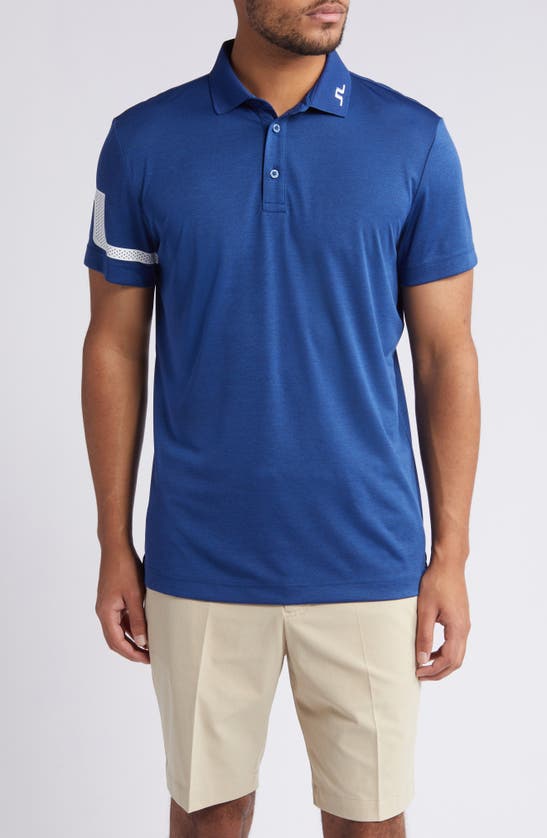 Shop J. Lindeberg Heath Regular Fit Solid Performance Golf Polo In Estate Blue Melange