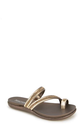 Shop Reaction Kenneth Cole Gia Crystal Strap Slide Sandal In Bronze