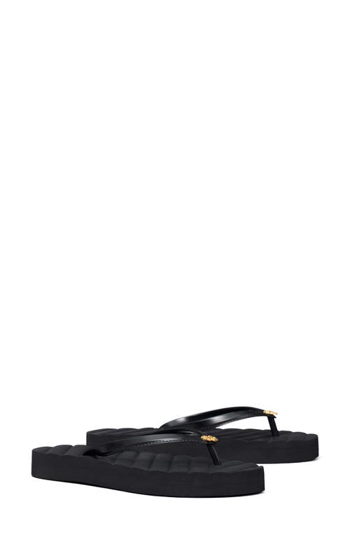 Tory Burch Kira Flip Flop In Perfect Black/black/gold