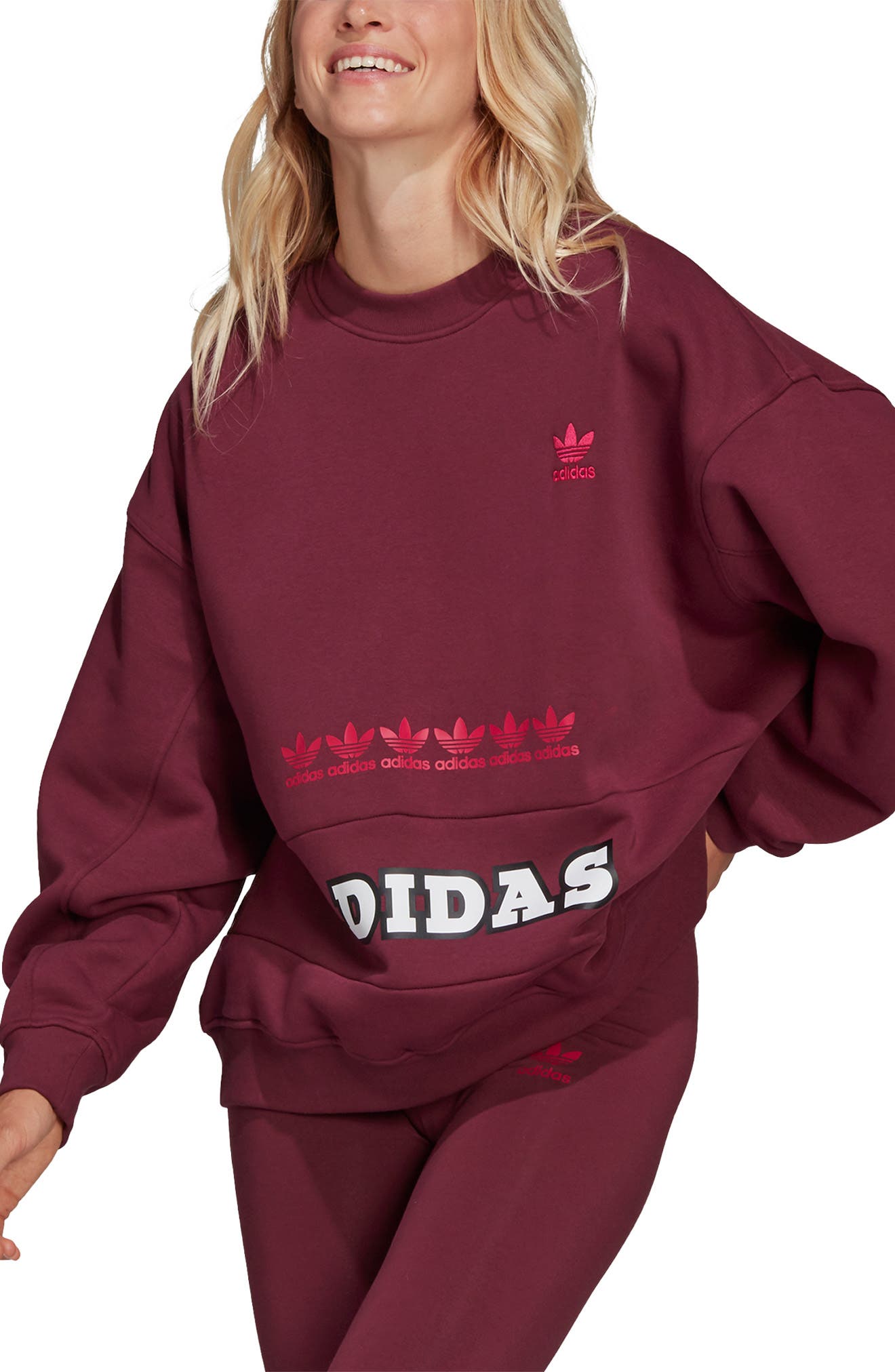 adidas logo play crew neck sweatshirt