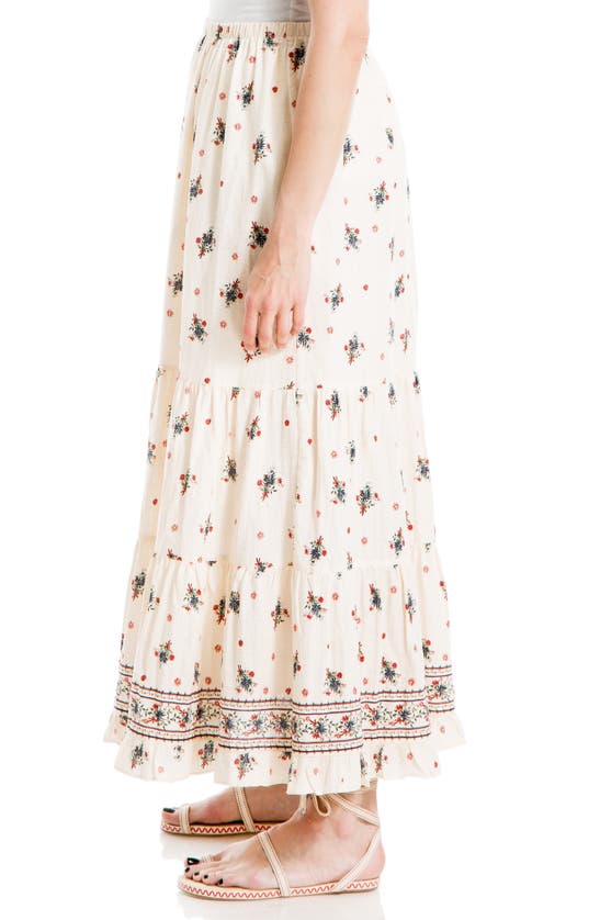 Shop Max Studio Bouquet Print Tiered Maxi Skirt In Ivory Bouquet