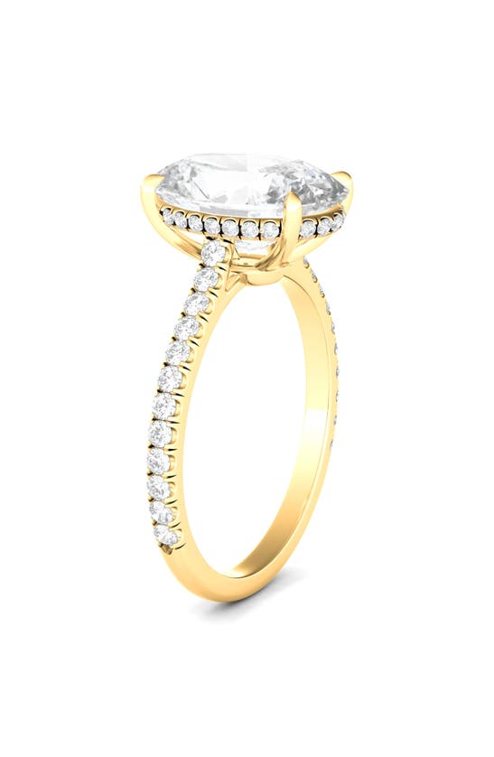 Shop Hautecarat 18k White Gold Halo & Oval Cut Lab Created Diamond Engagement Ring In 18k Yellow Gold