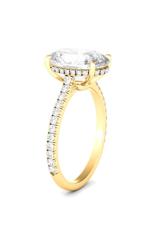 Hautecarat Oval Cut & Pavé Lab Created Diamond 18k Gold Ring In 18k Yellow Gold