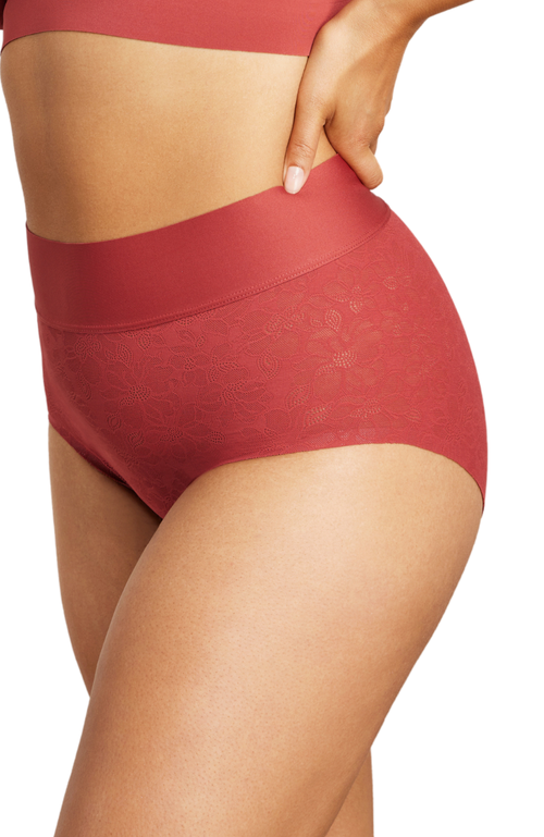 Siella Soft Lace Boy Brief In Rosewood