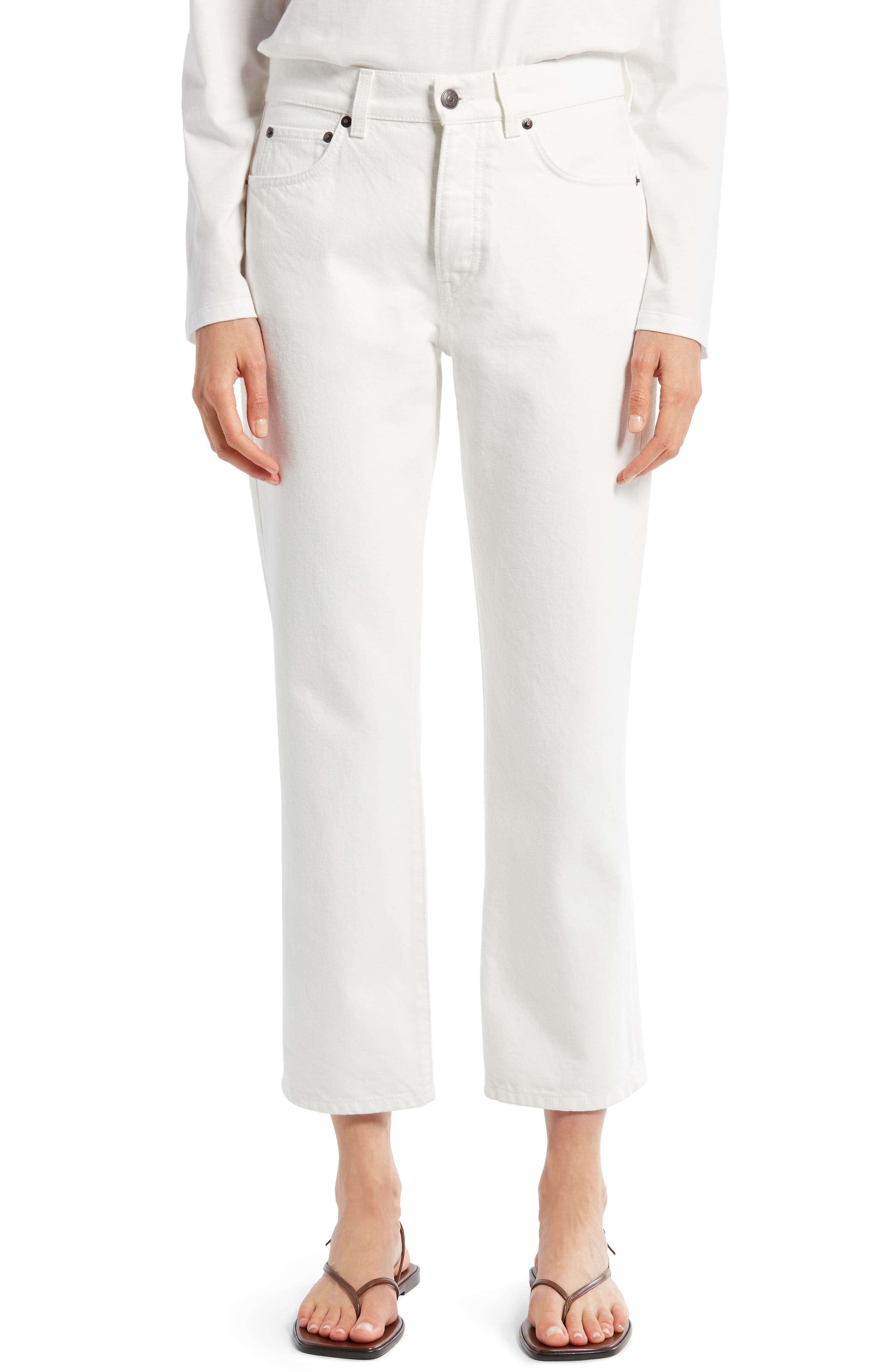 The Row Lesley Straight Crop Jeans in White at Nordstrom, Size 8