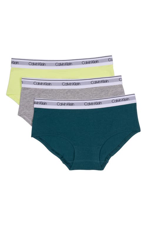 Calvin Klein Kids' 3-Pack Hipster Briefs in Pacific/Heather Grey/Energy 