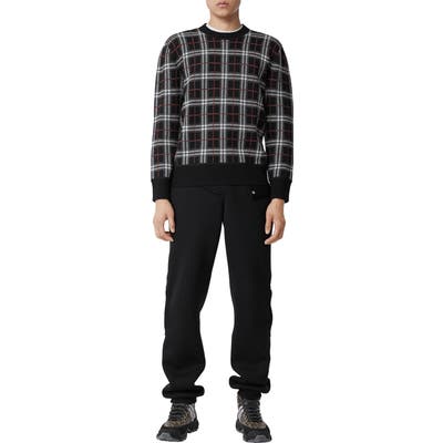 Burberry Check Jacquard Merino Wool Sweater, Black