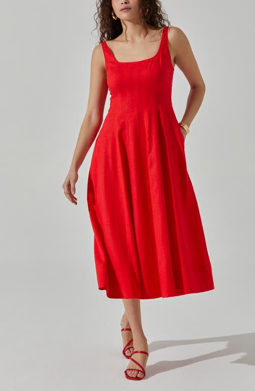 Astr The Label Square Neck Midi Dress In Red